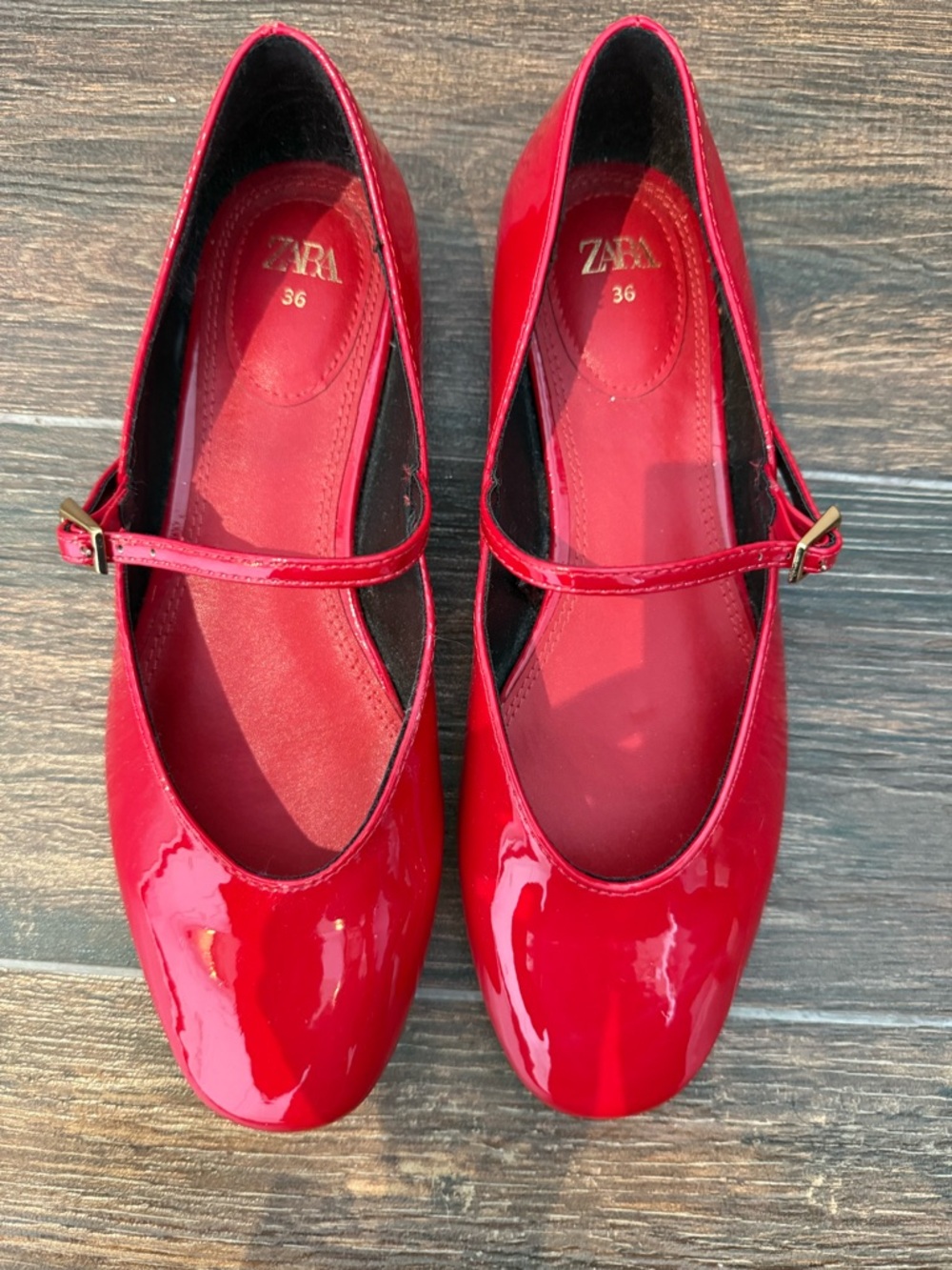 Zara Patent Red Mary Jane Dress Shoes Size 36